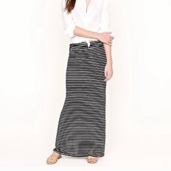 J. Crew Navy Blue White Striped Maxi Skirt Modal Blend Women's s Size XXS Beach - Picture 1 of 11